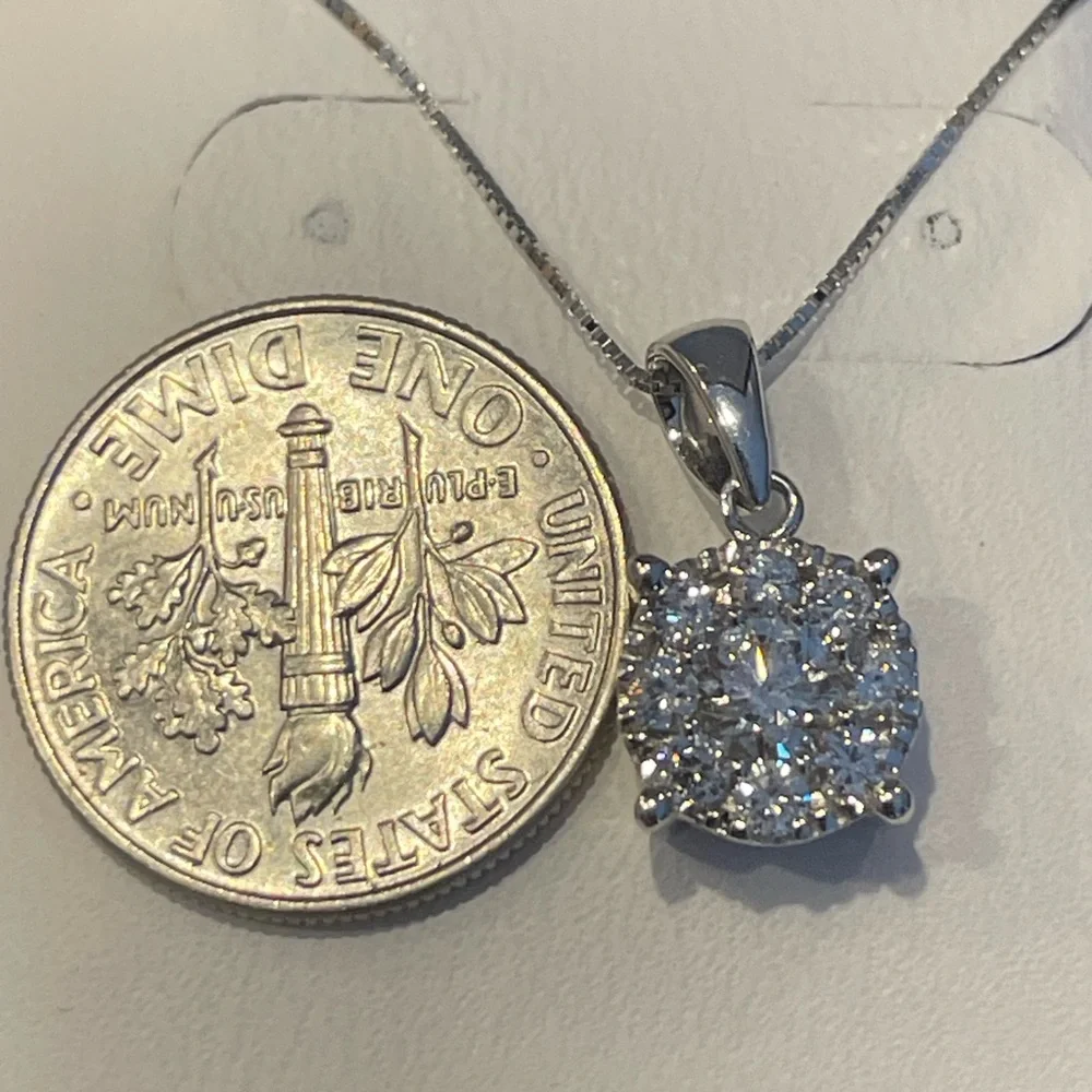 White Gold 14k Diamond Pendant Necklace - Picture 6 of 10